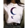 Women Moon Harajuku Funny 90s Girl T Shirt Cartoon Graphic Printed Black Ladies T-shirt Casual Woman Shirt Kawaii Tee Shirt