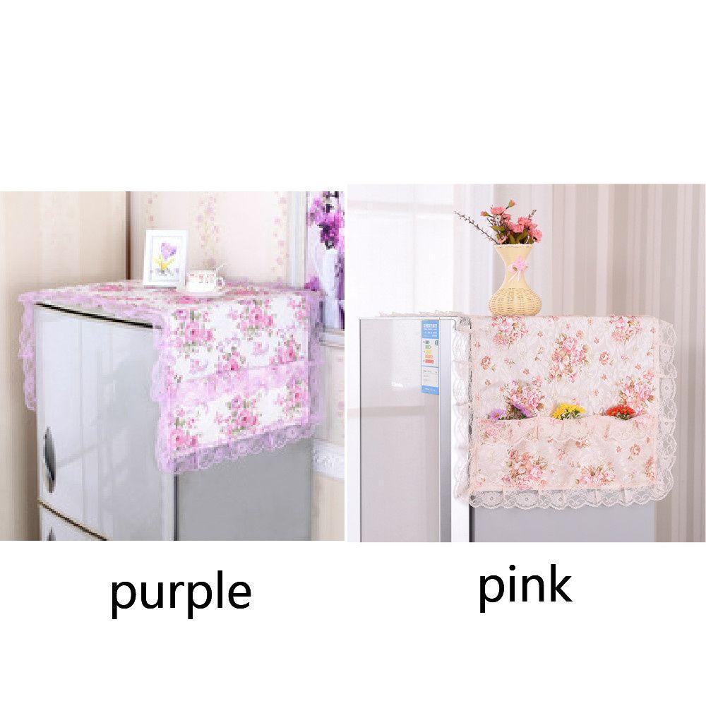 Pink Hanging Bag Art Cloth Dust Cover Refrigerator Cover Cloth Cover Flower