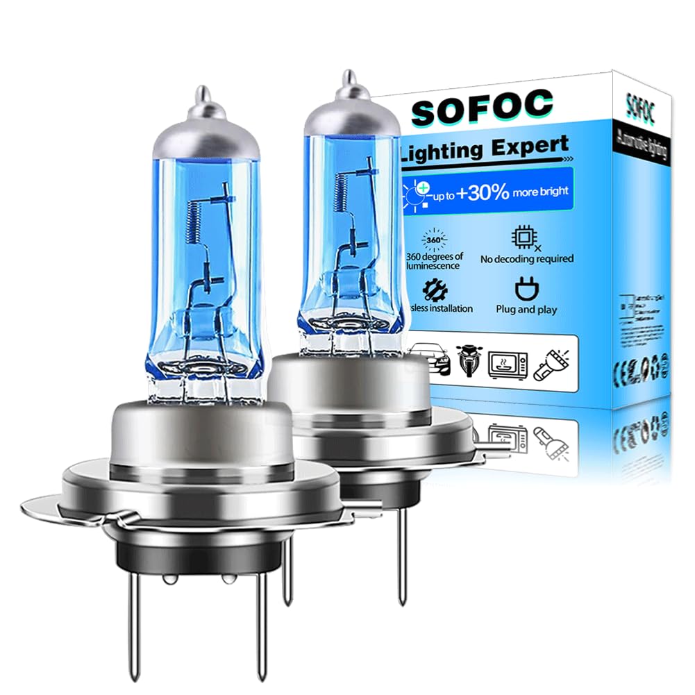SOFOC H7 Автомобильные фары, Лампа дальнего/ближнего света, Противотуманная фара, Сверхяркие, , 100 Вт, Белый, 6000 К, Упаковка из 2 штук