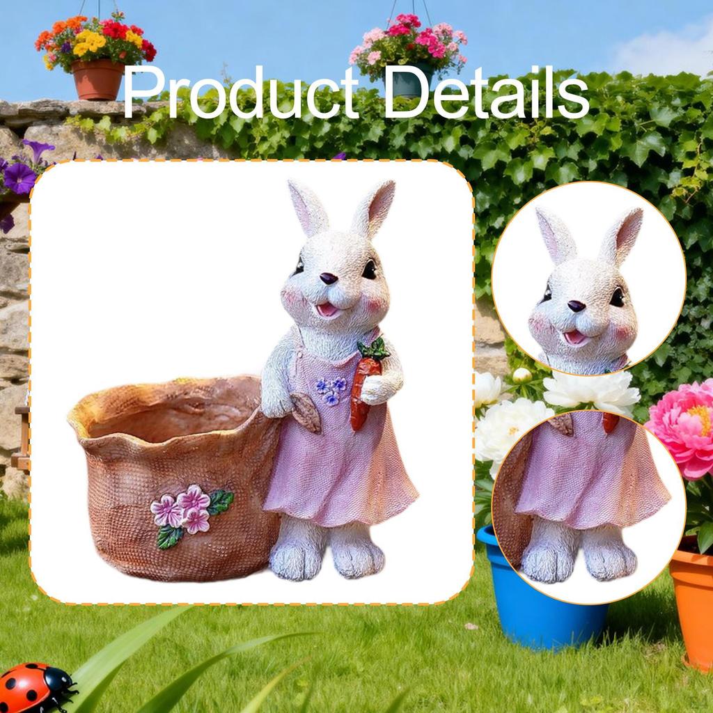 Bunny Planter Pot Flowerpot Cute Home Decoration Craft Multipurpose Flower Resin for