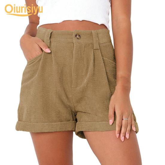 Стильные карманы для свиданий в рубчик, женские мини-шорты трапециевидной формы, женская одежда, мини-шорты
