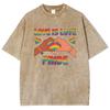 Loose Washed T-shirt Denim Loose Round Neck Colorful Letters Printed Large Size Unisex Short Sleeve Street American Retro