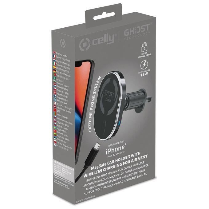 Support pour mobile - celly - ghost supermag char - noir - plastique - voiture