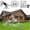 Halloween Spider Decoration Set Triangle Spider Web Stretch Cobweb Set For Outdoor Party Yard Decor