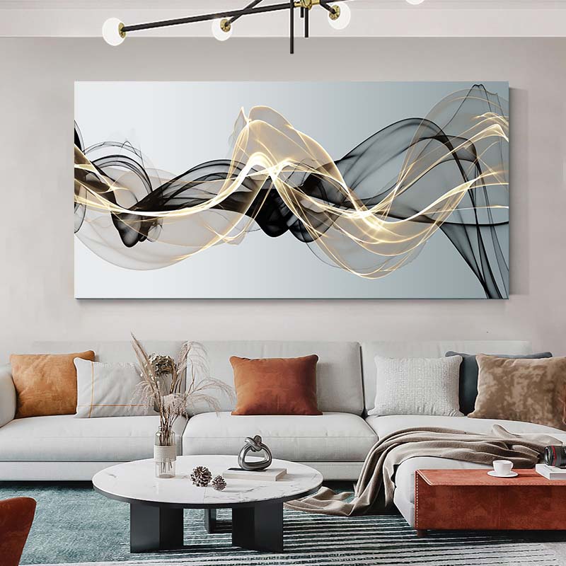 Черное золото линии стены искусства холст картины плакаты абстрактные ленты картины для гостиной современный принт скандинавский офисный декор безрамный
