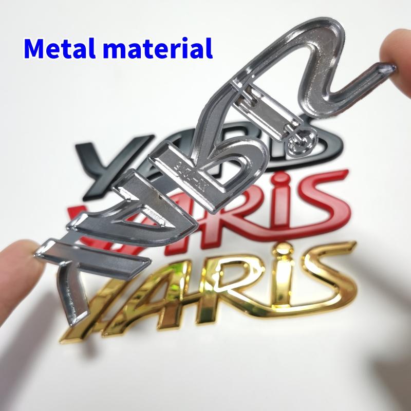 BAWI7 3D Metal Yaris Logo Emblem Badge Matte black Chrome Plated Trunk Letter Sticker For Toyota Yaris Car Exterior Decor Accessories