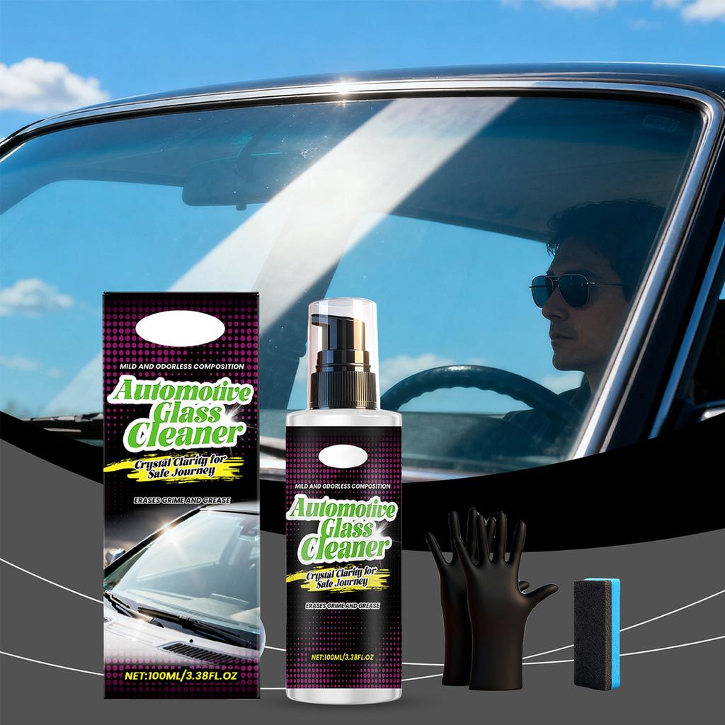 Car Glass Cleaner Spray, Windshield Washer Fluid, Car Window Cleaner, Car Detail Products, Shower Door Water Stain Remover Washing Kit,100ml
