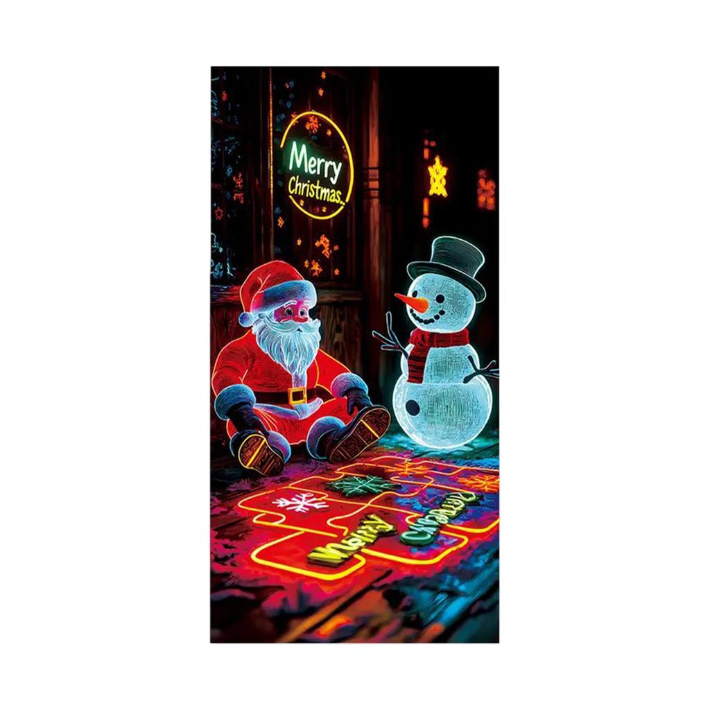 Christmas UV Fluorescent Door Banner/cover Background/holiday Party Decoration/Christmas Decorative Hanging Cloth