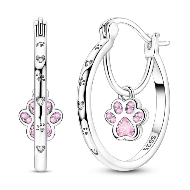 Purple Zircon Hoop Earrings 925 Silver U-shaped Liquid Metal Love Heart Fashion Earrings For Women Jewelry