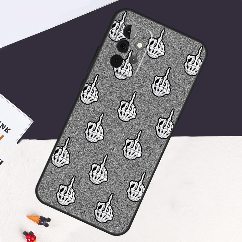 Кейс-чехол с костяным черепом и средним пальцем для Samsung Galaxy A54 A34 A14 A52S A12 A22 A32 A52 A50 A51 A71 A13 A53 A33