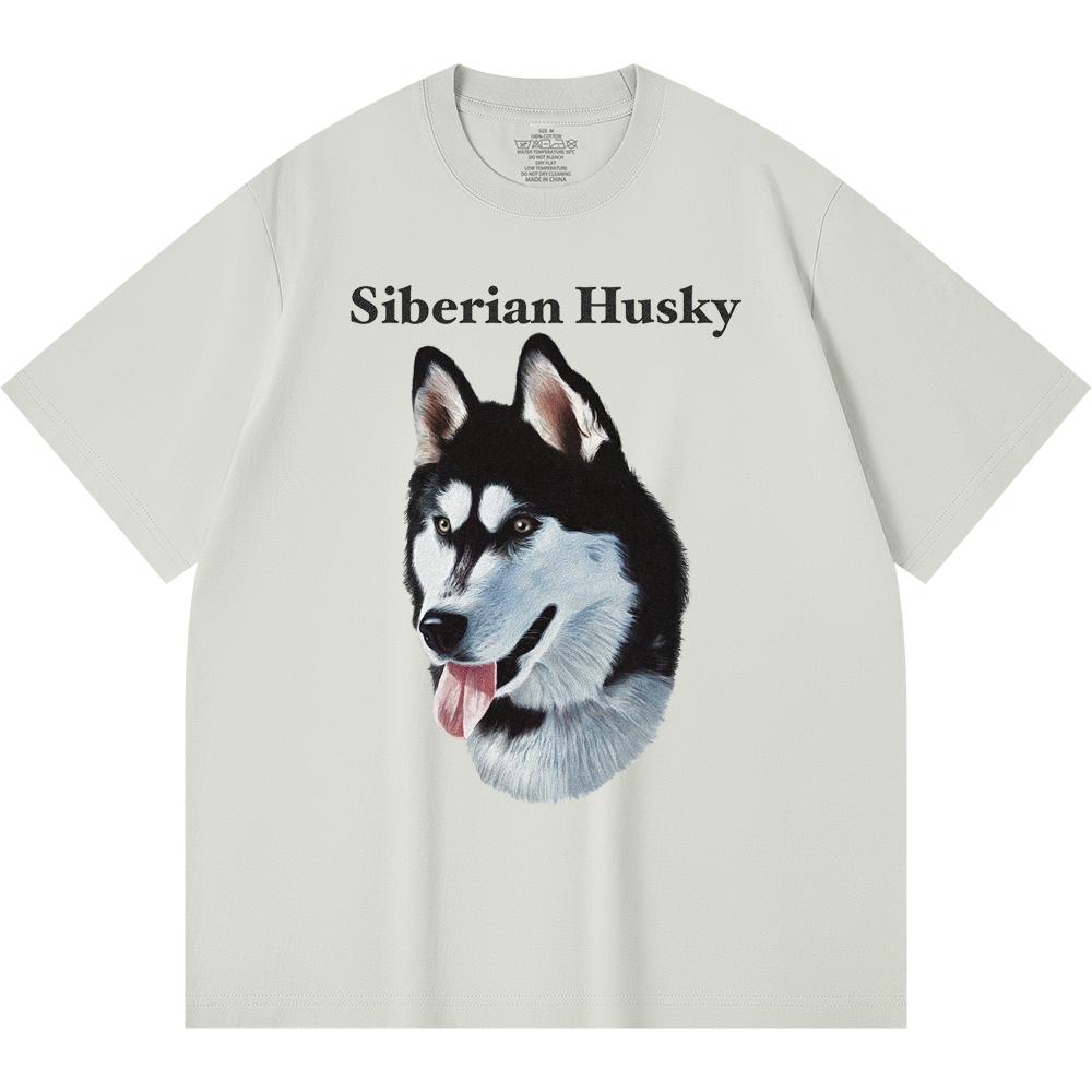 Футболка из 100% хлопка плотностью 230 г/м2 с принтом сибирской хаски, забавная футболка из чесаного хлопка в стиле Харадзюку