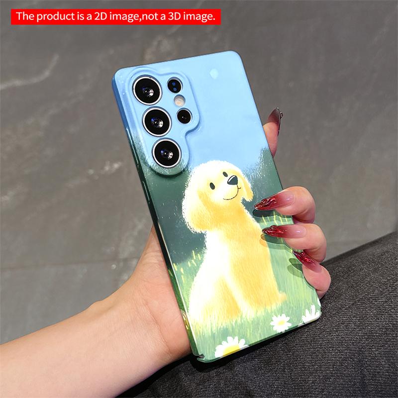 2DFlat Samsung phone case Golden Puppy in Daisies Field Applicable to Galaxy S23 S24 S25ULTRA S26 A12 A14 A15 A16 A54 A55