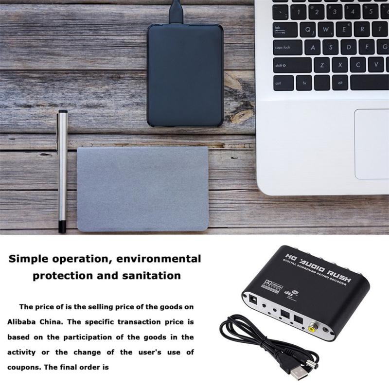 5.1 Ac3 Dts Digital Audio Rush Decoder Coaxial Rca Hd Sound Strong Mobility Converter Host + Power