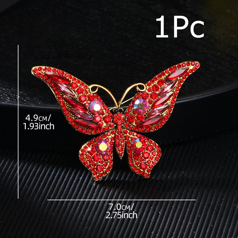 Ретро Подарки Брошь-цветок на грудь в виде бабочки Светская жизнь Инкрустированные бриллиантами Красочные тканевые аксессуары Модная элегантность 1 шт.