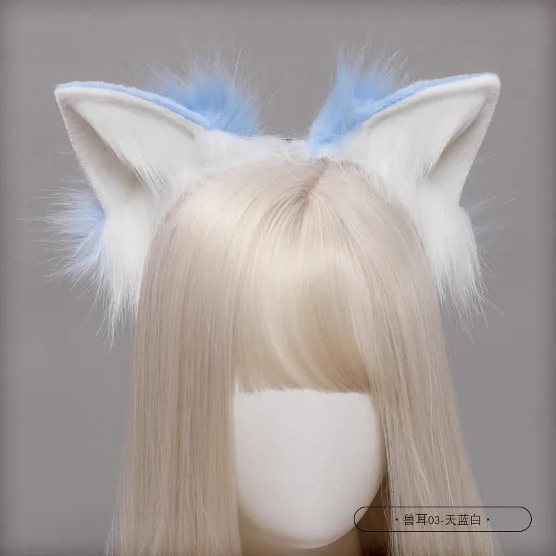 Хэллоуин Красный Волк Лиса Кошачьи Ушки Плюшевый Ободок для Волос Лолита Милый Ручной Работы Вечерний Головной Убор Аниме Косплей Вечеринка Кавайные Аксессуары