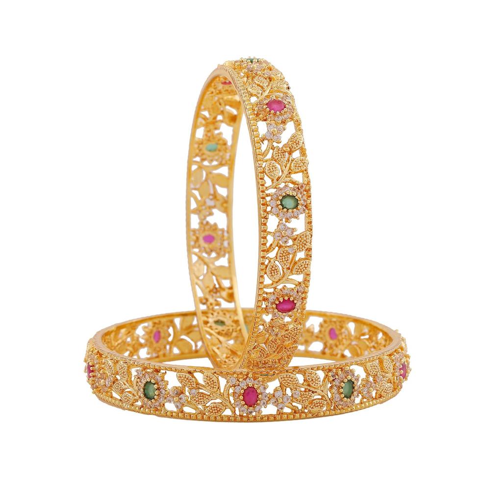 Дизайнерские женские браслеты Estele с позолоченными цветами и CZ