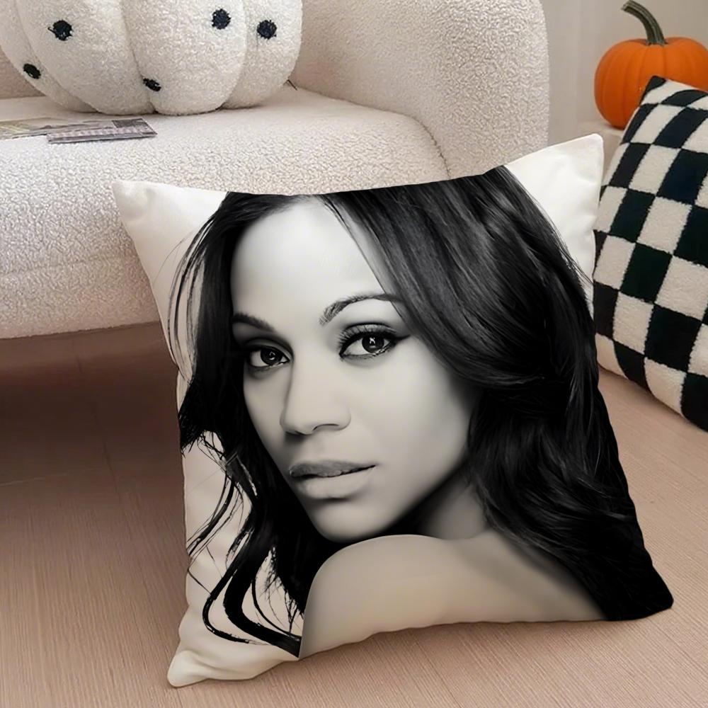 Fashion Elegant Charming ZZoe Saldana Cushion Cover Linen Pillow Case Soft Breathable Protective Couch Room Decoration