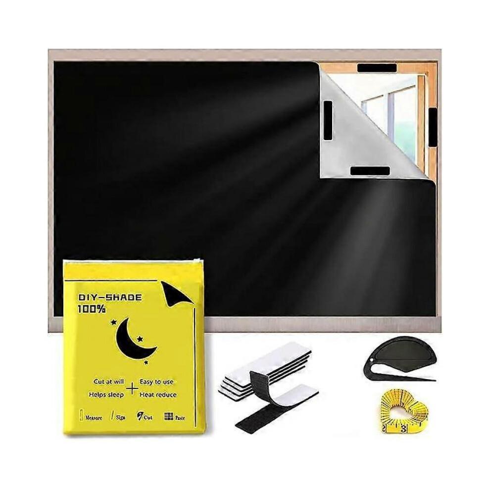 (145x400cm) Portable Blackout Shade, 100% Blackout Shades, Travel Window Blackout Curtains, Free to Cut, No Drill Temporary Blackout Blinds