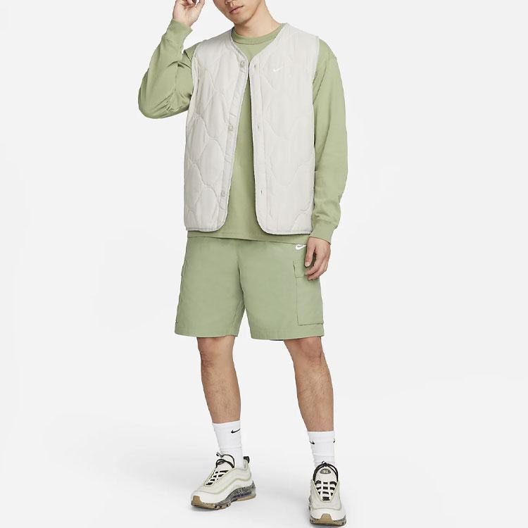 Nike Спортивная одежда Premium Essentials Твердая футболка с круглым вырезом и длинными рукавами Мужские топы Зеленые DO7391-386