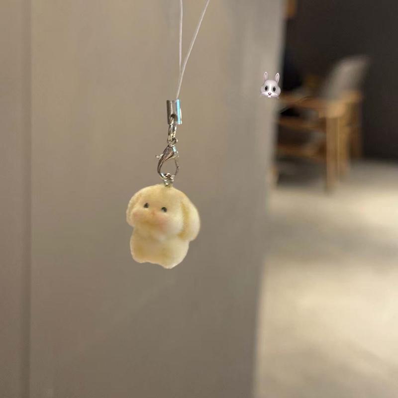 3D Флокирование Милый Подвеска в виде Животного Телефонный Шнур Подвесной Брелок Брелки Аксессуары Для Сделай Сам Подарки Для Девочек