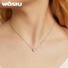 WOSTU Real 925 Sterling Silver Simple Style Shining Opal Heart Pendant Choker Necklace For Women Jewelry Gift