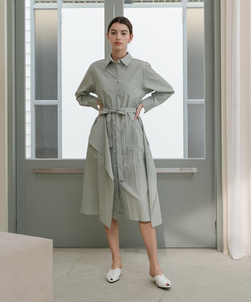 Unis Pastel Green Shirt Dress