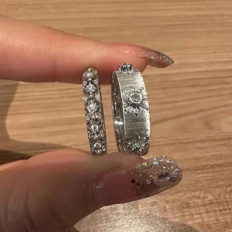 Shiny Metal Open Ring for Men Women Romantic Rhinestones Finger Rings Engagement Rings Fashion Punk Accessories Jewelry Gift