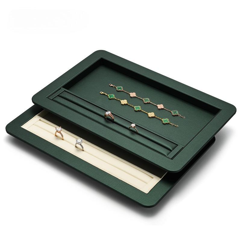 Dark Green Jewelry Display Tray Luxury Ring Tray Light Luxury Jewelry Showcase Tray