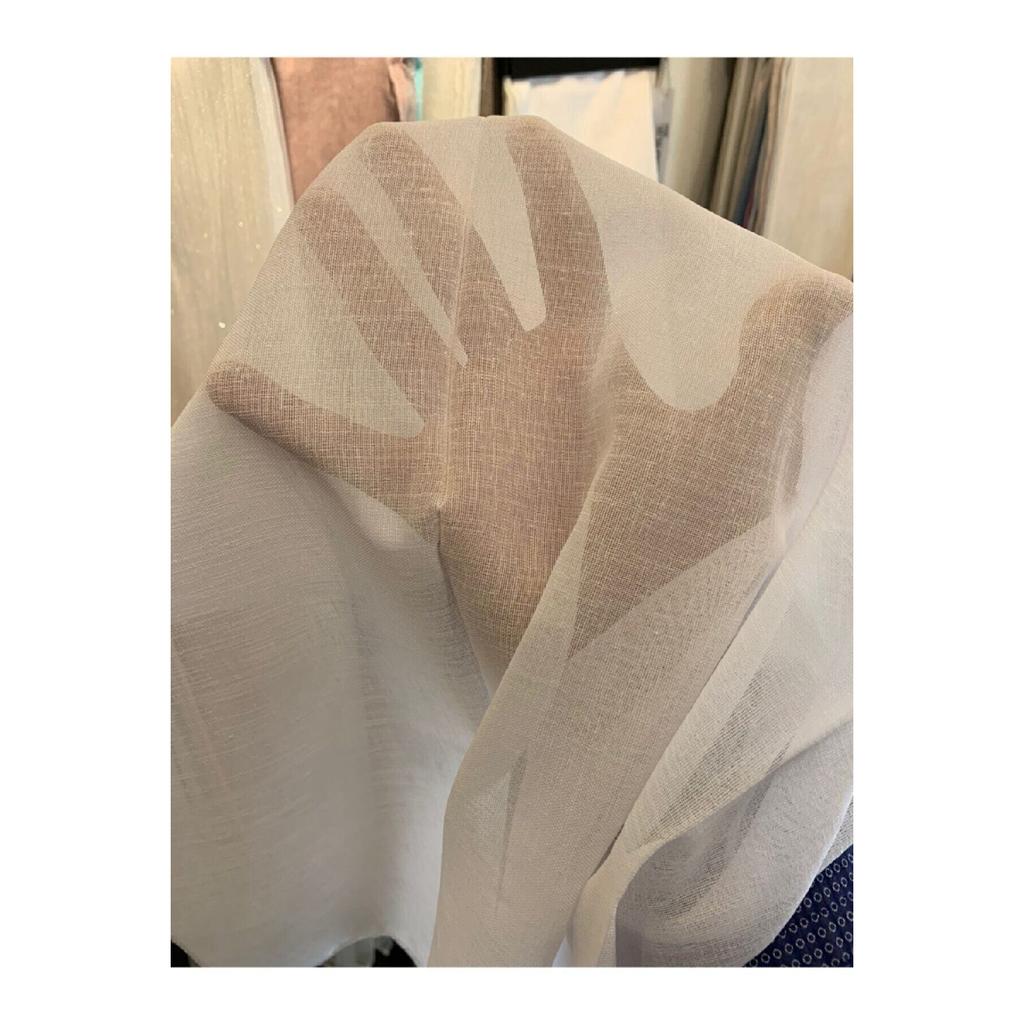 Тюль из натурального льна, молочно-белый, 1/3, частый, плиссированный, тяжелый, Grammaja, морщинистый, оригинальный лицензионный продукт