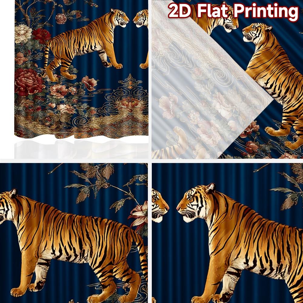 2D flat printing 2pcs Curtain Party Curtains Chinese New Year Tiger Decor Digital Printed Polyester Drapes Family Party