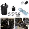 Universal Black Baffled Aluminum Oil Catch Tank Can Reservoir Tank with 11mm/15mm Fittings and Oil Dipstick
