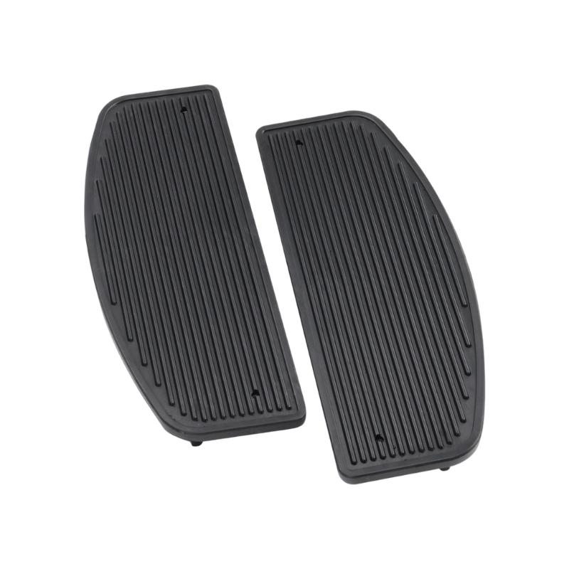 Motorcycle Floorboard Replacement Pads, Hard Rubber Black Insert Pair, D-Shape Front Footboard Pads, Ribbed Top Pattern, 30cm/11.8inch x