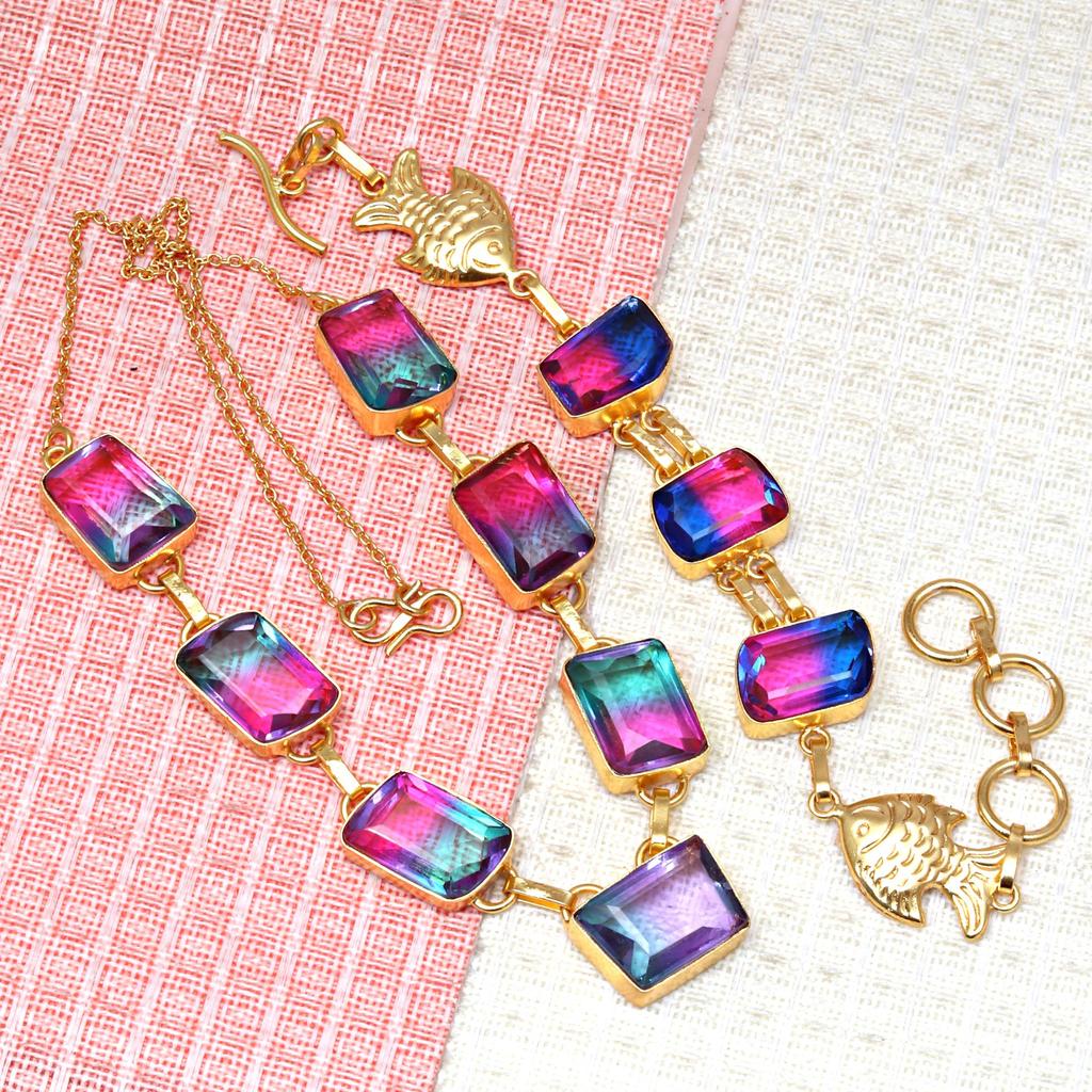 Bio-Tourmulian 14 Ct Gold Plated Jewelry Necklace Bracelets18-20''