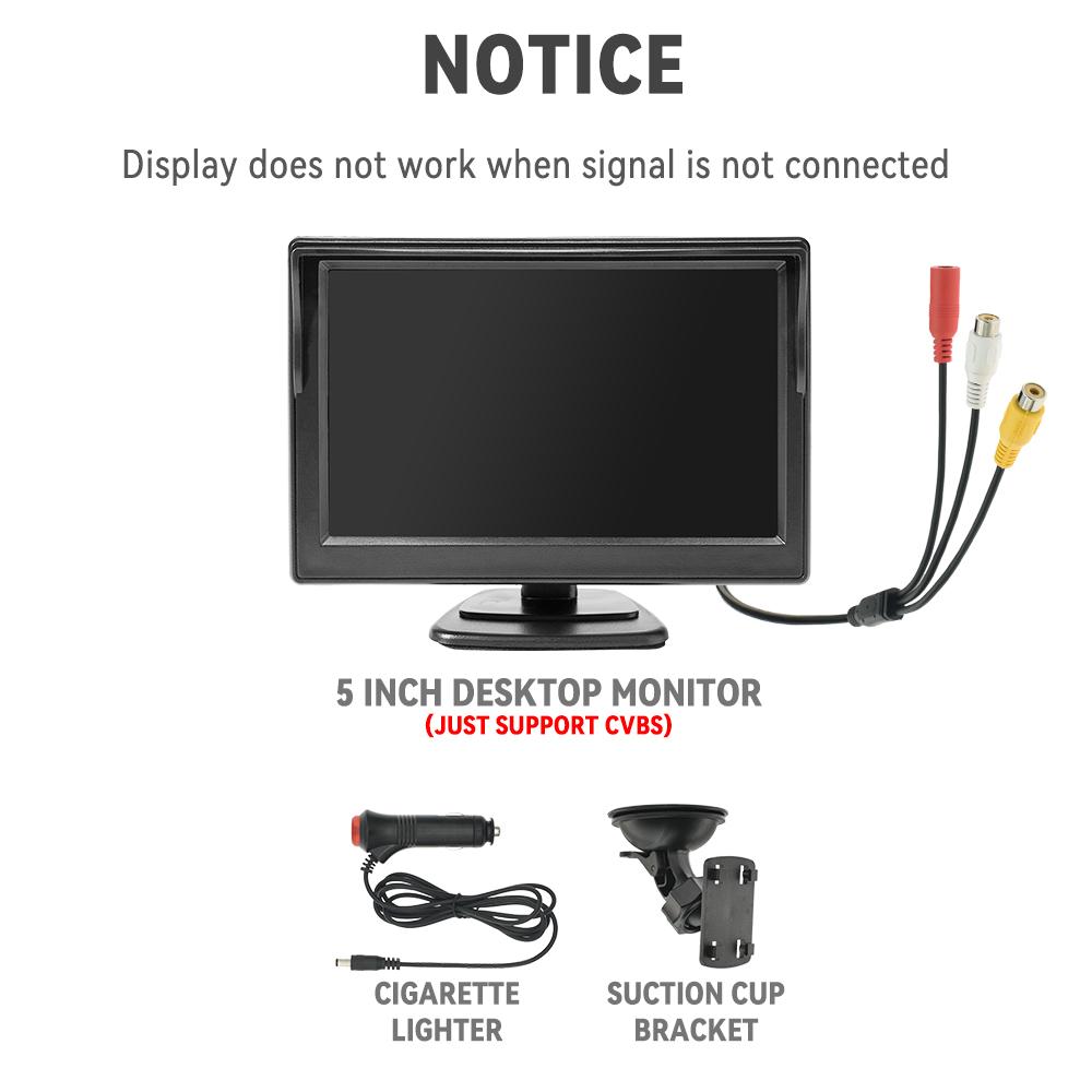 KTYDKP 5 Inch Car AHD Monitor Screen with 2 Way Video Input 5" TFT Display for Rear View Camera Vehicle Parking Reverse Backup