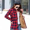 Winter Women's Warm Plaid Shirt Coat Casual Fleece Velvet Plus Thicke Tops Brand College Style Woman Clothes Outerwear
