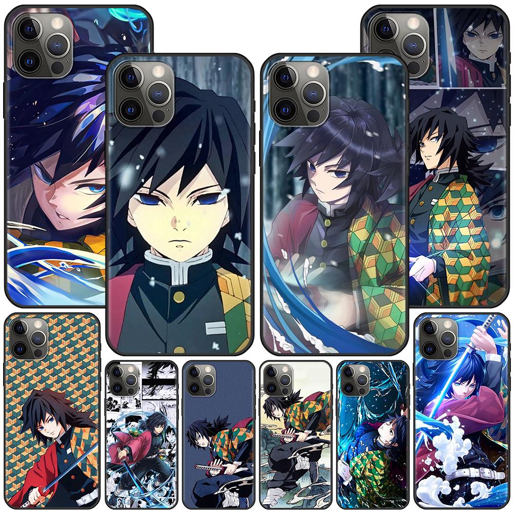 Case For Apple Iphone 11 13 12 Mini 14 Pro Max Xr 7 8 +Se 2020 Xs 6 6s Plus 5 5s Black Silicone Phone Cover Anime Giyuu Tomioka