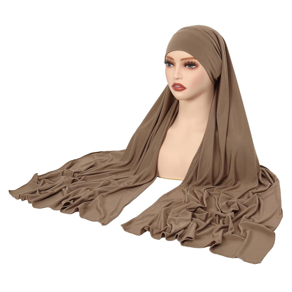 Muslim Women Long Scarf Pull On Ready Wear Instant Hijab Chemo Cap One Piece Amira Head Wrap Turban Femme Shawl Bandanas Scarves