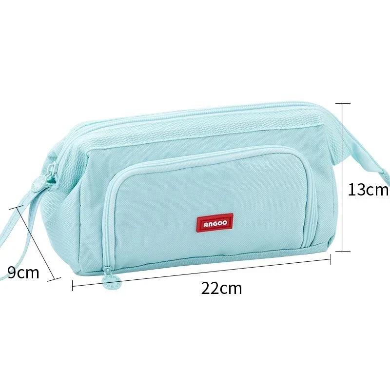 Multifunctional Korean Large Capacity Pencil Bag Double-layer Canvas Pen Case Portable Stationery for Students Pencil Case