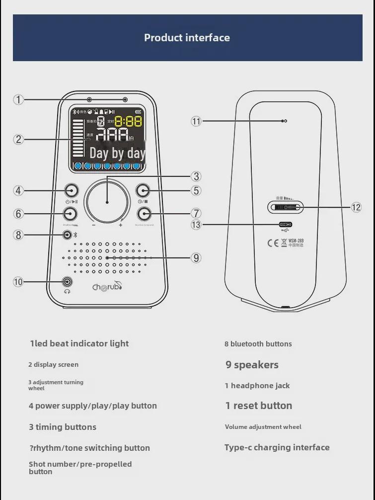 Cherub 289 Электронный метроном с подсчетом голосов человека для фортепиано, барабана, гучжэна