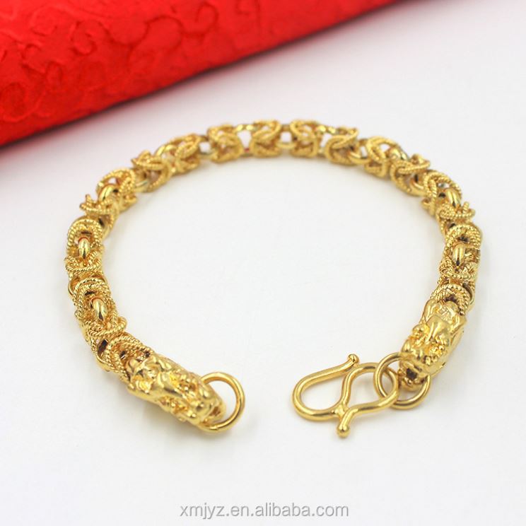 Dubai Jewelry Gold PlatedDouble Faucet Bracelet Atmosphere of the Same Gold Plated Bracelet Vacuum Plating Men and Women Jewelry