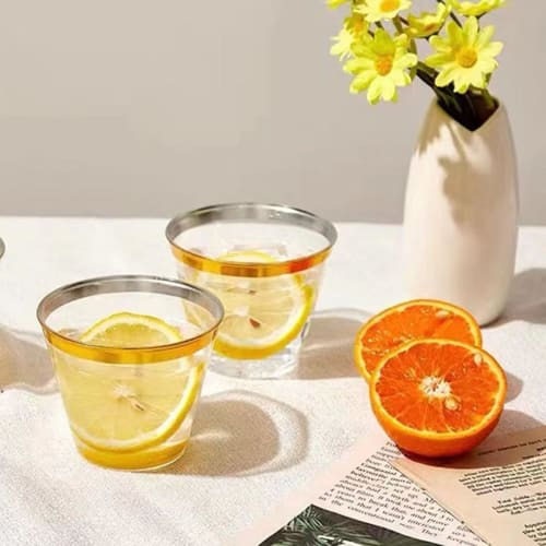 50 9 Oz. Plastic Cups, Western Food Cups, Ice Cream Cups, Clear Plastic Cups, Disposable Hard Cups, Plastic Wine Cups, Cocktail Cups, Party Cups, Styl