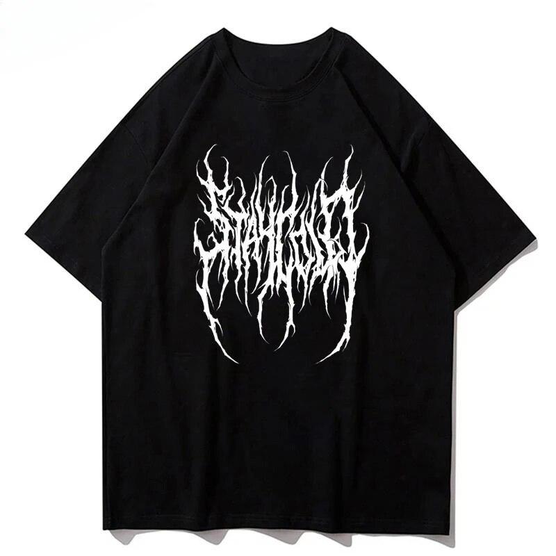 Loose Graphic T-shirt Unisex Hip Hop Graphic Goth Print Summer Short Sleeve Cotton Shirt Y2k Fashion Street Wear Harajuku