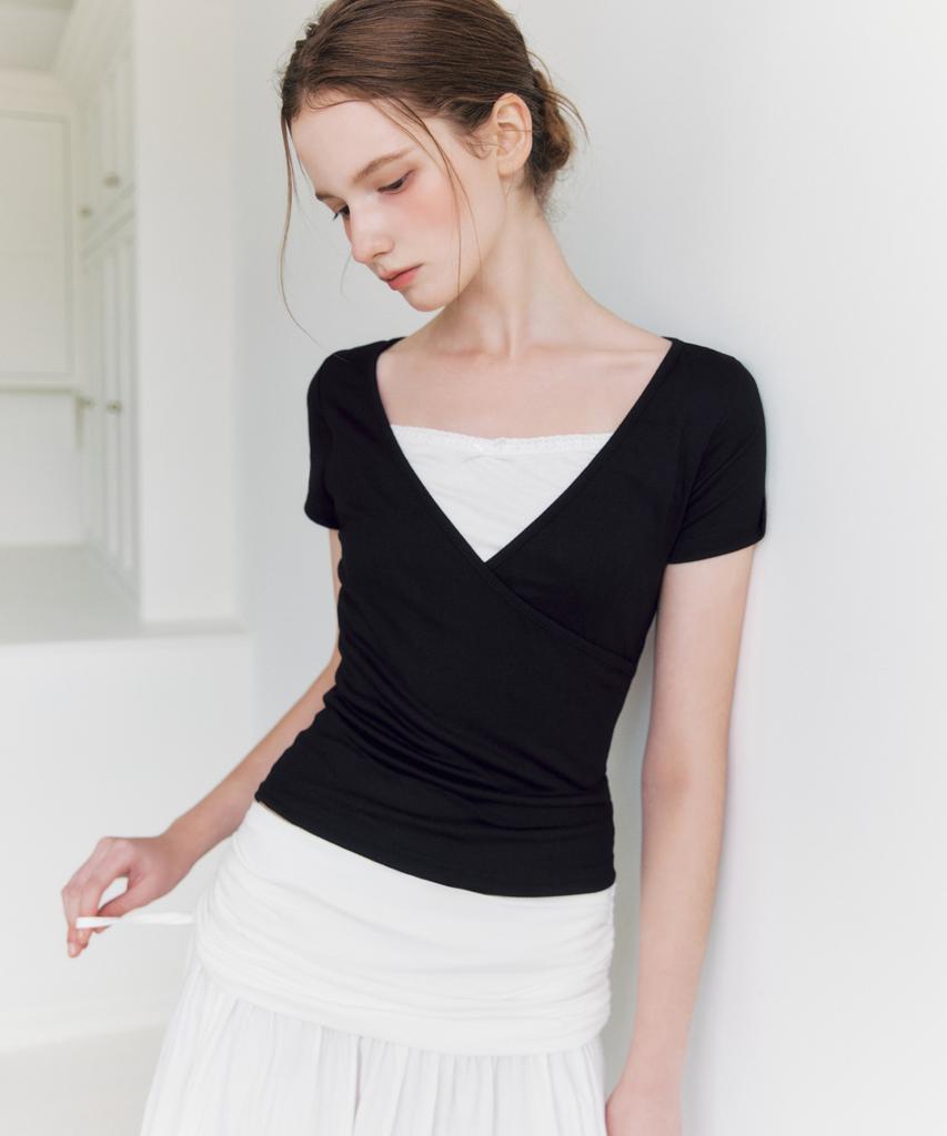 MIXXO Wrap Layered Short Sleeve T-Shirt Re Lwg44Ss_Miwhwg75Qs