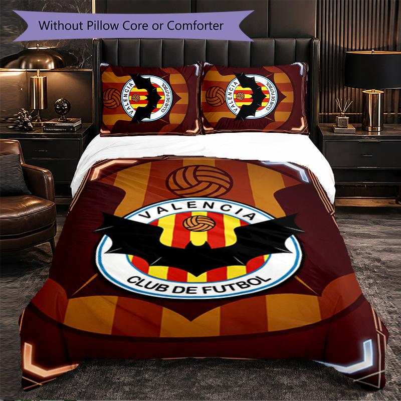 Valencia FC Themed Bedding 3Pcs Duvet Cover Set Decorative Bed Linen For Teen Room Home Decoration