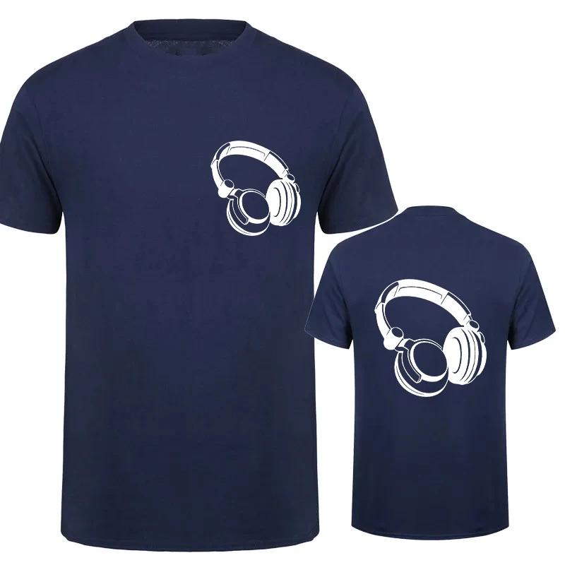 2024 New Headphones Print Casual Short-Sleeved Men's T-Shirt Music DJ Graphic Tee Gift Tshirt Funny Tee Shirt Vintage Streetwear