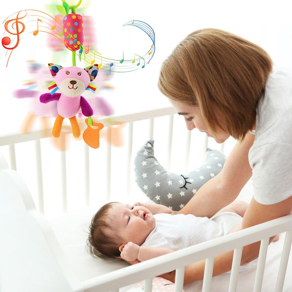 3Pcs Baby Soft Hanging Rattle Squeaky Toy Baby Crib Hanging Toy Gentle Plush Animal Rattle