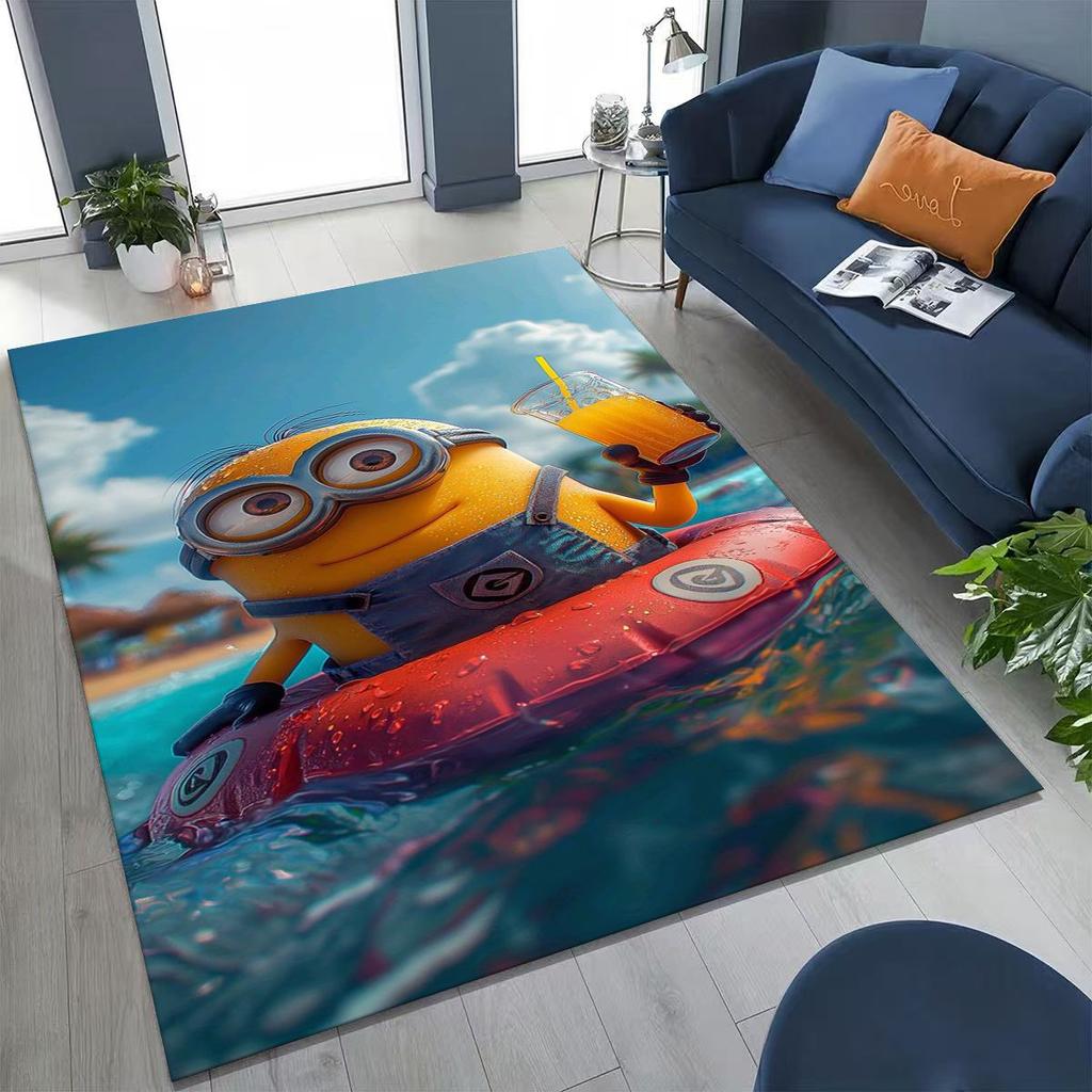 3D Cartoon Minions Despicable Me Rug for Bedroom Living Room Sofa Home Doormat Decor, Large Kids PLAY Non-slip Floor Mat Gift