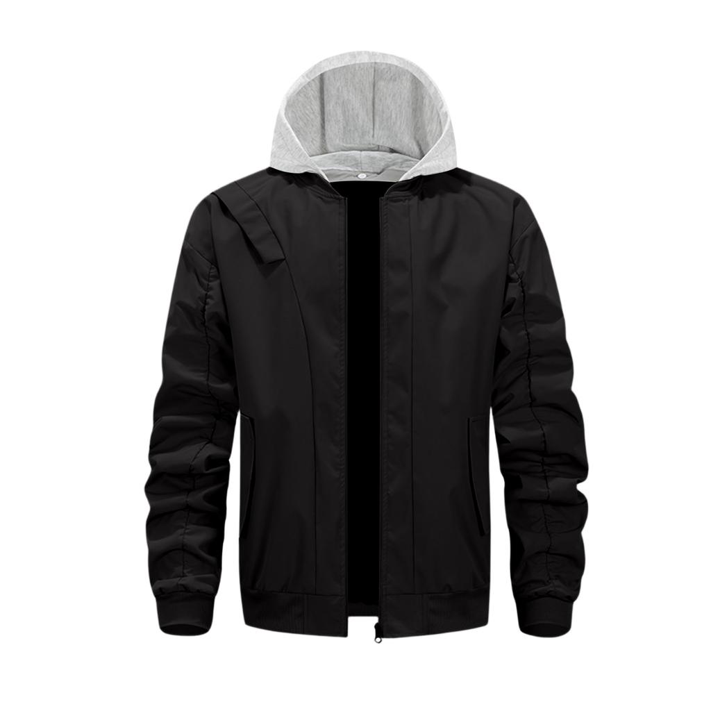 Men'S Loose Jacket Fashionable Multi Pocket Hooded Jacket