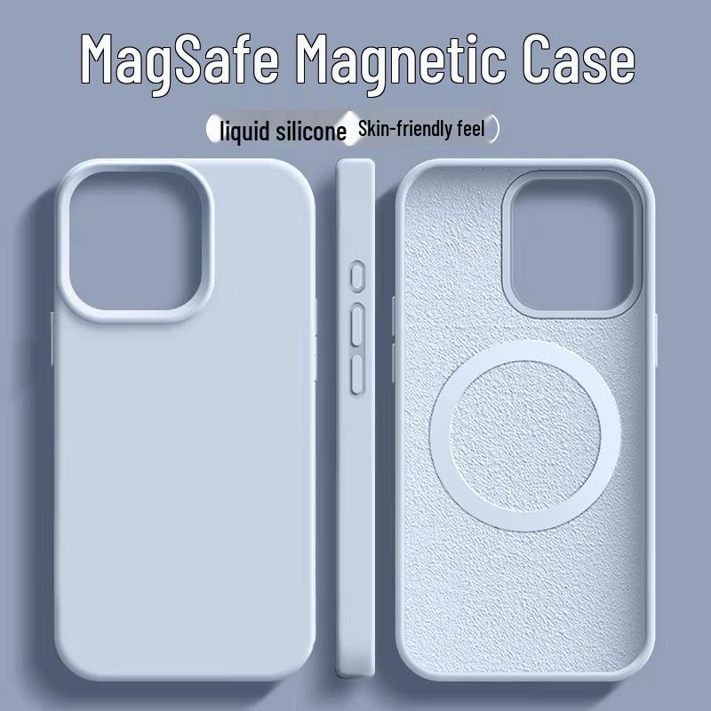 Жидкий силиконовый чехол для iPhone 17 Pro Max с большим отверстием и невидимой магнитной зарядкой - Совместим с Apple 16, Защита от падений, Новый.