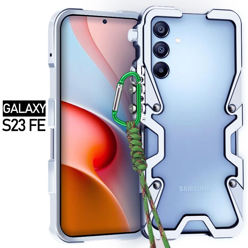 Zimon Armor Metal Aluminum Phone Bumper For Samsung Galaxy S24 S23 S26 S25+ Ultra FE Cover Mechanical Purely Handmade Skull Case